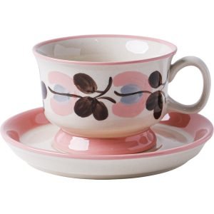 6.8 Fl Oz/200 Ml Vintage Blue Rough Pottery English Tea Cup And Saucer Set For Sale