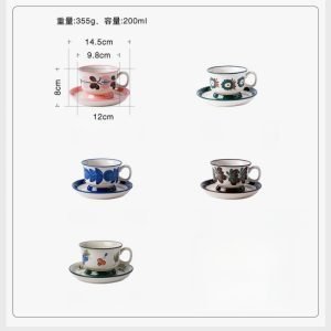 6.8 Fl Oz/200 Ml Vintage Blue Rough Pottery English Tea Cup And Saucer Set For Sale