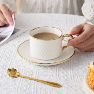 7.4 Fl Oz/220 Ml English Beautiful Floral Fine Bone China Porcelain Tea Cup And Saucer Set For Sale