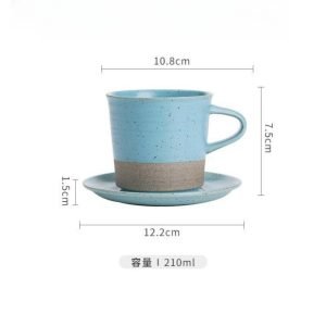 6.8 Fl Oz/200 Ml Vintage Blue Rough Pottery English Tea Cup And Saucer Set For Sale