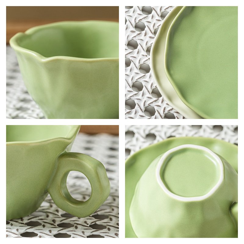 8.8 Fl Oz/260 Ml Premium Celadon Porcelain Tea Cup And Saucer Gift Set Of 2 8.8 Fl Oz/260 Ml Premium Celadon Porcelain Tea Cup And Saucer Gift Set Of 2