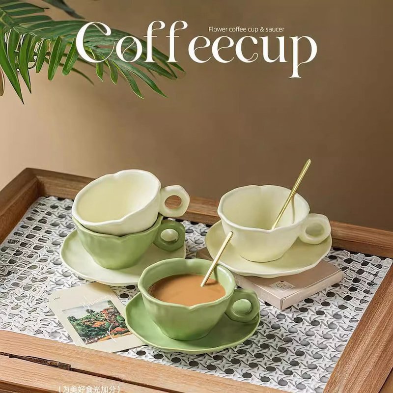 8.8 Fl Oz/260 Ml Premium Celadon Porcelain Tea Cup And Saucer Gift Set Of 2 8.8 Fl Oz/260 Ml Premium Celadon Porcelain Tea Cup And Saucer Gift Set Of 2