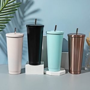 25.4 Fl Oz/750 Ml Stainless Steel Thermos Coffee Tea Mug With Lid And Straw