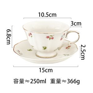 5.1 Fl Oz/150 Ml Pink And Rose Red Ceramic Coffee Tea Cups And Saucers Sets