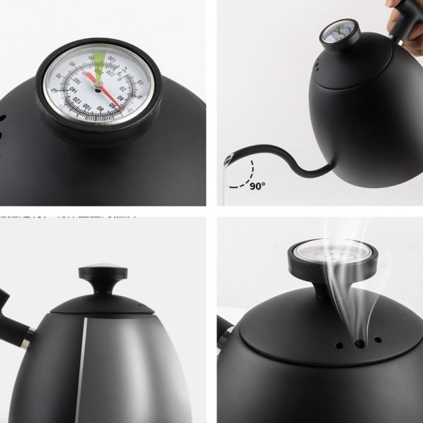 27 Fl Oz/800 Ml Small Retro Stainless Steel Gooseneck Teapot With Thermometer And Infuser
