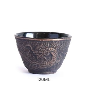 2.2 Fl Oz/65 Ml Plum Relief Cast Iron Cup For Tea