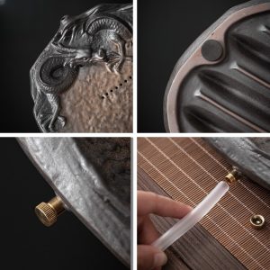 Dragon Theme Gilt Iron Glazed Ceramic Tea Serving Tray