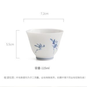 3.4 Fl Oz/115 Ml Antique Hand Painted Phalaenopsis Ceramic Kung Fu Tea Cup