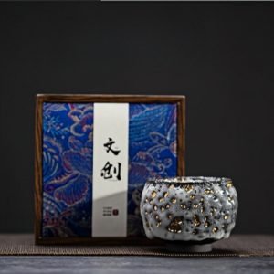 3.4 Fl Oz/115 Ml Shiny Dotted Handmade Shino Ceramic Kung Fu Tea Reusable Cup