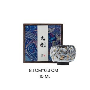 3.4 Fl Oz/115 Ml Shiny Dotted Handmade Shino Ceramic Kung Fu Tea Reusable Cup