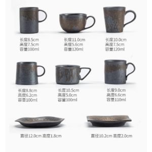 3.4 Fl Oz-4.7 Fl Oz Iron Rust Glaze Pottery Traditional Japanese Tea Mugs
