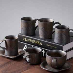 3.4 Fl Oz-4.7 Fl Oz Iron Rust Glaze Pottery Traditional Japanese Tea Mugs