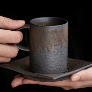 3.4 Fl Oz-4.7 Fl Oz Iron Rust Glaze Pottery Traditional Japanese Tea Mugs