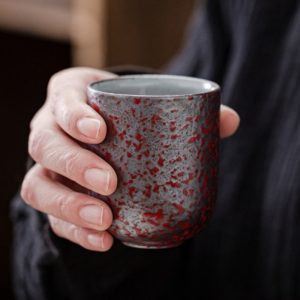 3.7 Fl Oz/110 Ml Red Iron Pottery Japanese Tea Mug Vintage
