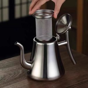 33.8 Fl Oz-50.7 Fl Oz Gooseneck Heated Stainless Steel Teapot Vintage With Infuser For Brewing Tea