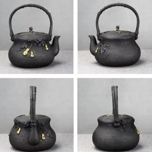 40.6 Fl Oz Traditional Handmade Vintage Old Black Iron Tea Kettle For Sale