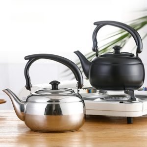 33.8 Fl Oz/1000 Ml Best Black And Silver Small Vintage Stainless Steel Heated  Gooseneck Teapot For Stove