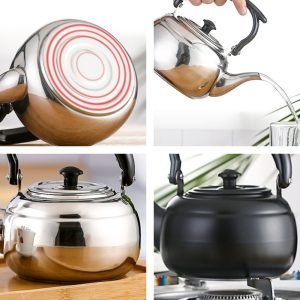 33.8 Fl Oz/1000 Ml Best Black And Silver Small Vintage Stainless Steel Heated  Gooseneck Teapot For Stove