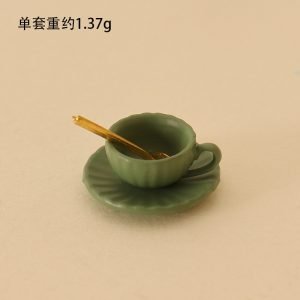 14 Pcs/set Vintage Sil And Wooden Colorful Miniature Dollhouse Teapot And Cup Set