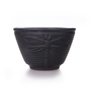 4.1 Fl Oz/120 Ml Black Dragonfly Cast Iron Tea Cup With Saucer