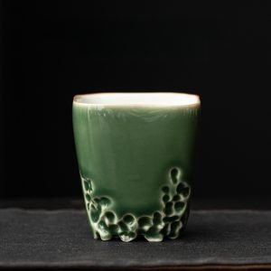 4.1 Fl Oz/120 Ml Traditional Handmade Celadon And Ash Glaze Lake Stone Chinese Cup Set For Tea