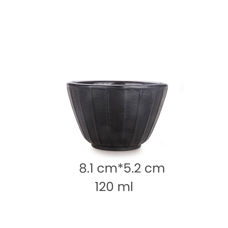 4.1 Fl Oz/120 Ml Vertical Stripes Cast Iron Tea Cup And Saucer 4.1 Fl Oz/120 Ml Vertical Stripes Cast Iron Tea Cup And Saucer