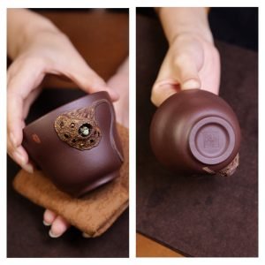 4.2 Fl Oz/125 Ml Creative Lotus Seedpod And Frog Yixing Purple Clay Tea Cup