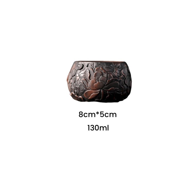 4.4 Fl Oz/130 Ml Lotus And Dragon Relief Yixing Zisha Tea Cup Antique 4.4 Fl Oz/130 Ml Lotus And Dragon Relief Yixing Zisha Tea Cup Antique
