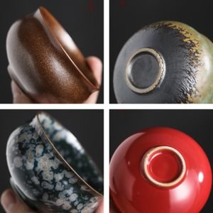 4.4 Fl Oz/130 Ml Traditional Rough Pottery Kung Fu Tea Reusable Cups Gift Set