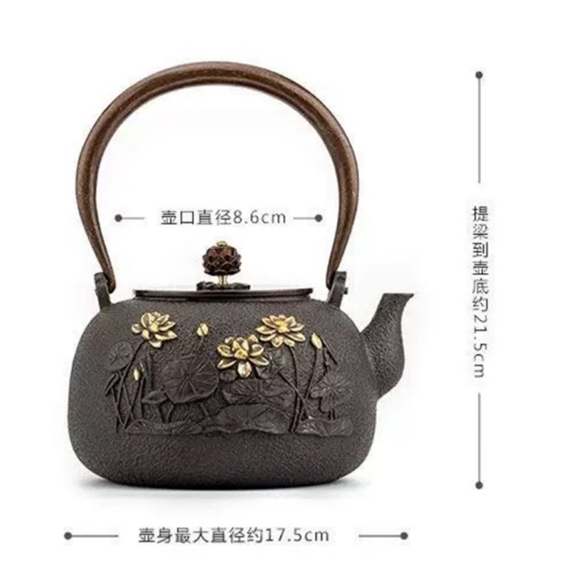 40.6 Fl Oz Handmade Black Crab Pattern Cast Iron Asian Teapot Vintage 40.6 Fl Oz Handmade Black Crab Pattern Cast Iron Asian Teapot Vintage