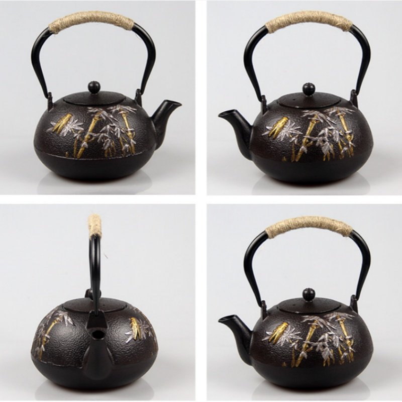 40.6 Fl Oz Handmade Black Crab Pattern Cast Iron Asian Teapot Vintage 40.6 Fl Oz Handmade Black Crab Pattern Cast Iron Asian Teapot Vintage