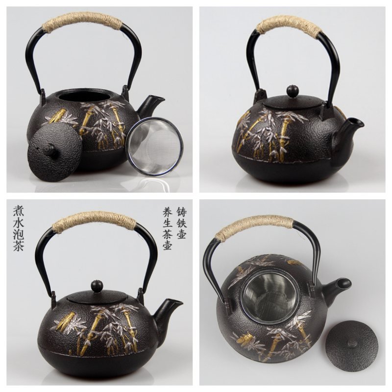 40.6 Fl Oz Handmade Black Crab Pattern Cast Iron Asian Teapot Vintage 40.6 Fl Oz Handmade Black Crab Pattern Cast Iron Asian Teapot Vintage