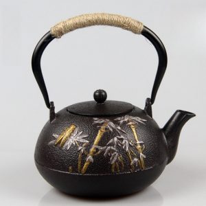 40.6 Fl Oz Handmade Black Crab Pattern Cast Iron Asian Teapot Vintage