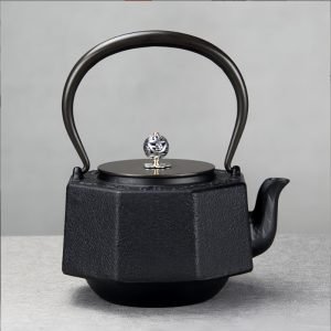 16.9 Fl Oz Small Yellow Enamel Old Cast Iron Teapot Set For Sale