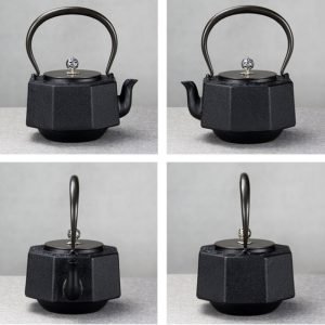 16.9 Fl Oz Small Yellow Enamel Old Cast Iron Teapot Set For Sale