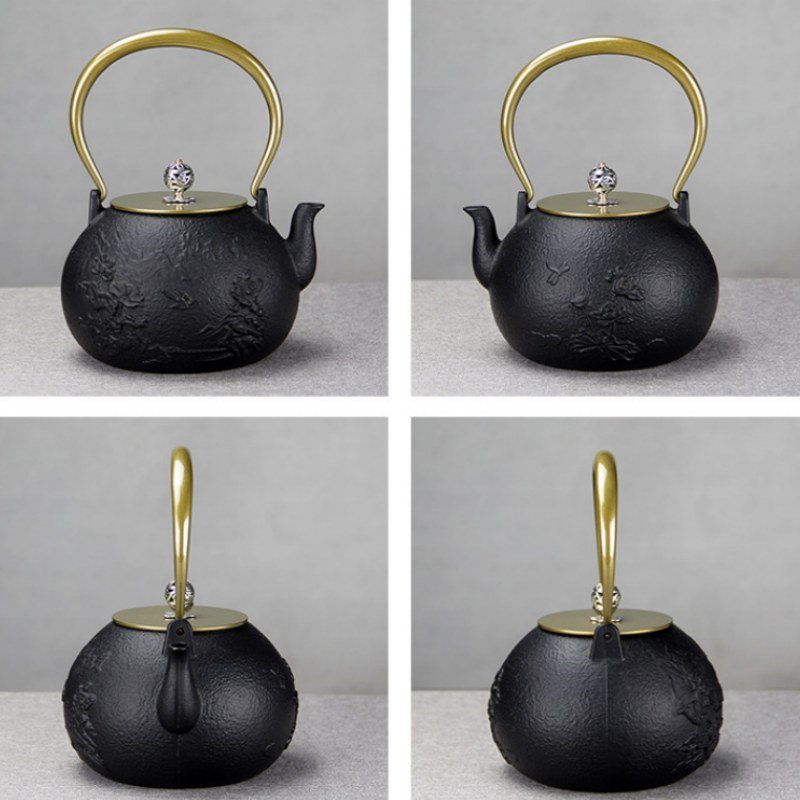 16.9 Fl Oz Small Yellow Enamel Old Cast Iron Teapot Set For Sale 16.9 Fl Oz Small Yellow Enamel Old Cast Iron Teapot Set For Sale