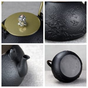 16.9 Fl Oz Small Yellow Enamel Old Cast Iron Teapot Set For Sale