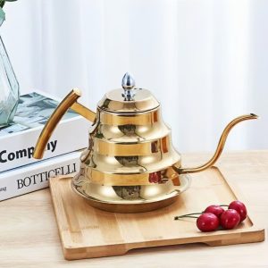 40.6 Fl Oz/1200 Ml Best Bamboo Joint Antique Stainless Steel Small Gooseneck Coffee Tea Teapot For Stove