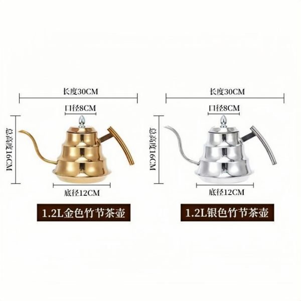 40.6 Fl Oz/1200 Ml Best Bamboo Joint Antique Stainless Steel Small Gooseneck Coffee Tea Teapot For Stove