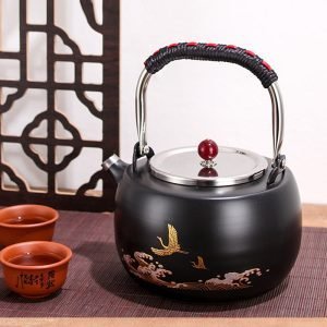 40.6 Fl Oz/1200 Ml Best Black Stainless Steel Teapot With Infuser Vintage For Brewing Tea