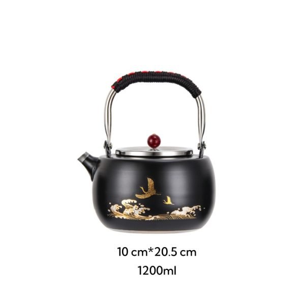 40.6 Fl Oz/1200 Ml Best Black Stainless Steel Teapot With Infuser Vintage For Brewing Tea