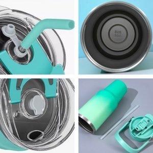 40.6 Fl Oz/1200 Ml Gradient Color Stainless Tea Tumbler Cup With Handle And Straw