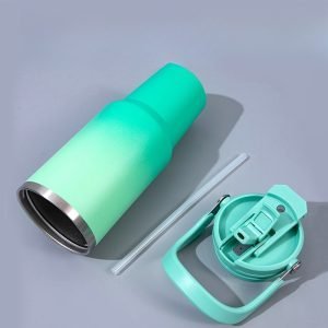 40.6 Fl Oz/1200 Ml Gradient Color Stainless Tea Tumbler Cup With Handle And Straw