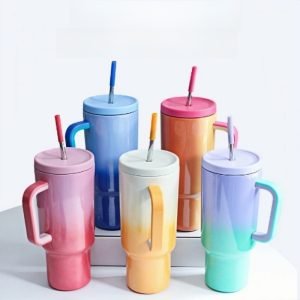 20.3 Fl Oz-30.4 Fl Oz Portable Coffee And Tea Thermal Cups Stainless With Straw