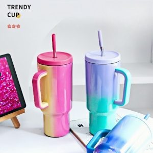 20.3 Fl Oz-30.4 Fl Oz Portable Coffee And Tea Thermal Cups Stainless With Straw