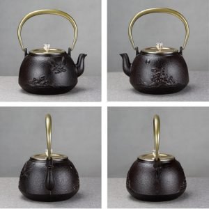 16.9 Fl Oz Small Yellow Enamel Old Cast Iron Teapot Set For Sale