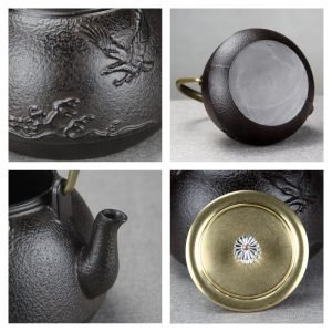 16.9 Fl Oz Small Yellow Enamel Old Cast Iron Teapot Set For Sale