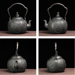 40.6 Fl Oz Traditional Handmade Vintage Old Black Iron Tea Kettle For Sale
