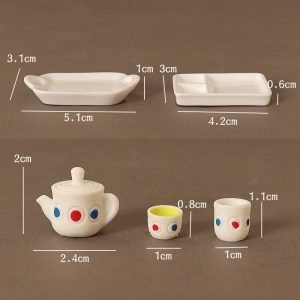 14 Pcs/set Vintage Sil And Wooden Colorful Miniature Dollhouse Teapot And Cup Set
