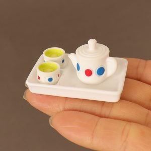 14 Pcs/set Vintage Sil And Wooden Colorful Miniature Dollhouse Teapot And Cup Set